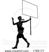 Vector Illustration of Protest Rally March Picket Sign Silhouette Person by AtStockIllustration