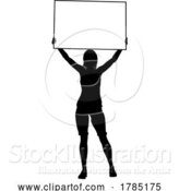 Vector Illustration of Protest Rally March Picket Sign Silhouette Person by AtStockIllustration