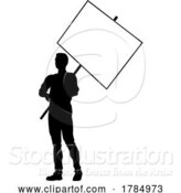 Vector Illustration of Protest Rally March Picket Sign Silhouette Person by AtStockIllustration