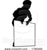 Vector Illustration of Protest Rally March Picket Sign Silhouette Person by AtStockIllustration