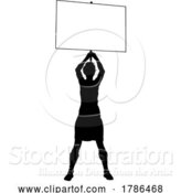 Vector Illustration of Protest Rally March Picket Sign Silhouette Person by AtStockIllustration