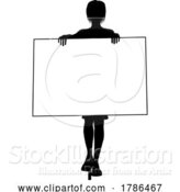 Vector Illustration of Protest Rally March Picket Sign Silhouette Person by AtStockIllustration