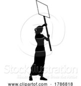 Vector Illustration of Protest Rally March Picket Sign Silhouette Person by AtStockIllustration