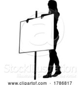 Vector Illustration of Protest Rally March Picket Sign Silhouette Person by AtStockIllustration