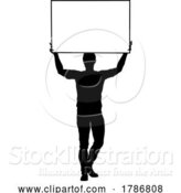 Vector Illustration of Protest Rally March Picket Sign Silhouette Person by AtStockIllustration