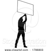 Vector Illustration of Protest Rally March Picket Sign Silhouette Person by AtStockIllustration