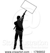 Vector Illustration of Protest Rally March Picket Sign Silhouette Person by AtStockIllustration