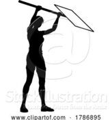 Vector Illustration of Protest Rally March Picket Sign Silhouette Person by AtStockIllustration