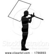 Vector Illustration of Protest Rally March Picket Sign Silhouette Person by AtStockIllustration