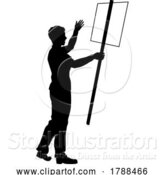 Vector Illustration of Protest Rally March Picket Sign Silhouette Person by AtStockIllustration