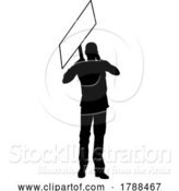 Vector Illustration of Protest Rally March Picket Sign Silhouette Person by AtStockIllustration