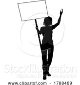 Vector Illustration of Protest Rally March Picket Sign Silhouette Person by AtStockIllustration