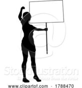 Vector Illustration of Protest Rally March Picket Sign Silhouette Person by AtStockIllustration