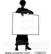 Vector Illustration of Protest Rally March Picket Sign Silhouette Person by AtStockIllustration