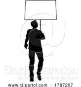 Vector Illustration of Protest Rally March Picket Sign Silhouette Person by AtStockIllustration