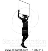 Vector Illustration of Protest Rally March Picket Sign Silhouette Person by AtStockIllustration