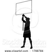 Vector Illustration of Protest Rally March Picket Sign Silhouette Person by AtStockIllustration