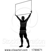 Vector Illustration of Protest Rally March Picket Sign Silhouette Person by AtStockIllustration