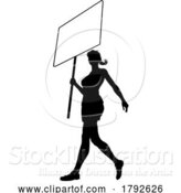 Vector Illustration of Protest Rally March Picket Sign Silhouette Person by AtStockIllustration