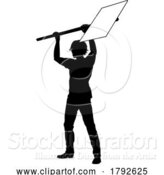 Vector Illustration of Protest Rally March Picket Sign Silhouette Person by AtStockIllustration