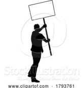 Vector Illustration of Protest Rally March Picket Sign Silhouette Person by AtStockIllustration