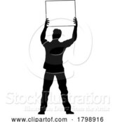 Vector Illustration of Protest Rally March Picket Sign Silhouette Person by AtStockIllustration