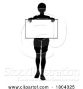 Vector Illustration of Protest Rally March Picket Sign Silhouette Person by AtStockIllustration