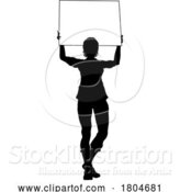 Vector Illustration of Protest Rally March Picket Sign Silhouette Person by AtStockIllustration