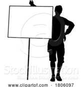 Vector Illustration of Protest Rally March Picket Sign Silhouette Person by AtStockIllustration