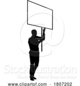 Vector Illustration of Protest Rally March Picket Sign Silhouette Person by AtStockIllustration