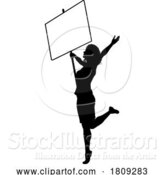 Vector Illustration of Protest Rally March Picket Sign Silhouette Person by AtStockIllustration