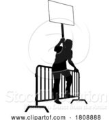 Vector Illustration of Protest Rally March Picket Sign Silhouette Person by AtStockIllustration