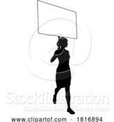 Vector Illustration of Protest Rally March Picket Sign Silhouette Person by AtStockIllustration