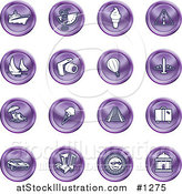 Vector Illustration of Purple Icons on a White Background by AtStockIllustration