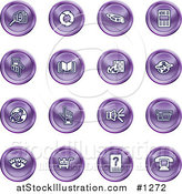 Vector Illustration of Purple Icons: Security Symbols on a White Background by AtStockIllustration