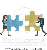 Vector Illustration of Puzzle Piece Jigsaw Characters Business Concept by AtStockIllustration