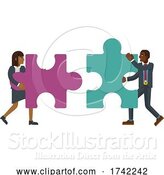 Vector Illustration of Puzzle Piece Jigsaw Characters Business Concept by AtStockIllustration