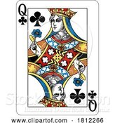 Vector Illustration of Queen of Clubs Design from Deck of Playing Cards by AtStockIllustration