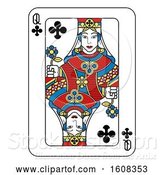 Vector Illustration of Queen of Clubs Playing Card by AtStockIllustration