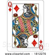 Vector Illustration of Queen of Diamonds Design Deck of Playing Cards by AtStockIllustration