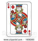 Vector Illustration of Queen of Diamonds Playing Card by AtStockIllustration