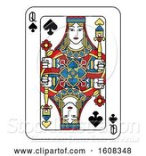 Vector Illustration of Queen of Spades Playing Card by AtStockIllustration