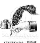 Vector Illustration of Quill Feather Ink Pen Hand Suit Vintage Woodcut by AtStockIllustration