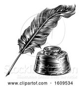 Vector Illustration of Quill Feather Pen and Ink Well by AtStockIllustration