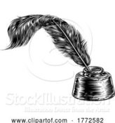 Vector Illustration of Quill Pen Feather and Inkwell by AtStockIllustration