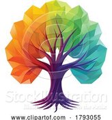 Vector Illustration of Rainbow Tree Abstract Stylised Concept Design Icon by AtStockIllustration