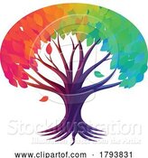 Vector Illustration of Rainbow Tree Abstract Stylised Concept Design Icon by AtStockIllustration