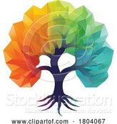 Vector Illustration of Rainbow Tree Abstract Stylised Concept Design Icon by AtStockIllustration