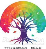 Vector Illustration of Rainbow Tree Abstract Stylised Concept Design Icon by AtStockIllustration