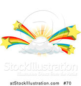 Vector Illustration of Rainbows Bursting from a Sun Behind a Cloud by AtStockIllustration